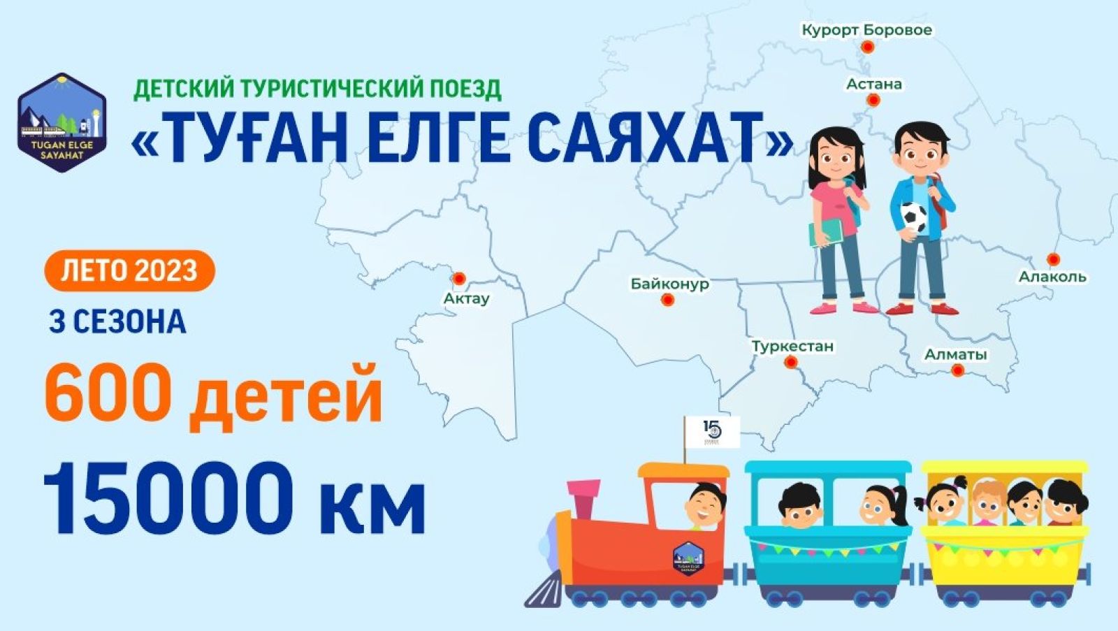 Детский туристический поезд «Туған елге саяхат» - инфографика