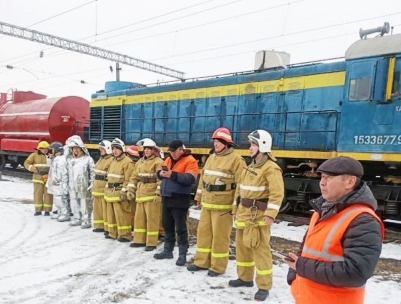 Депо базасында өртке қарсы жаттығу өтті