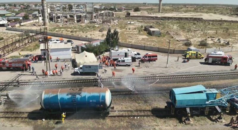 Условный пожар помогли потушить железнодорожники на станции Белкуль