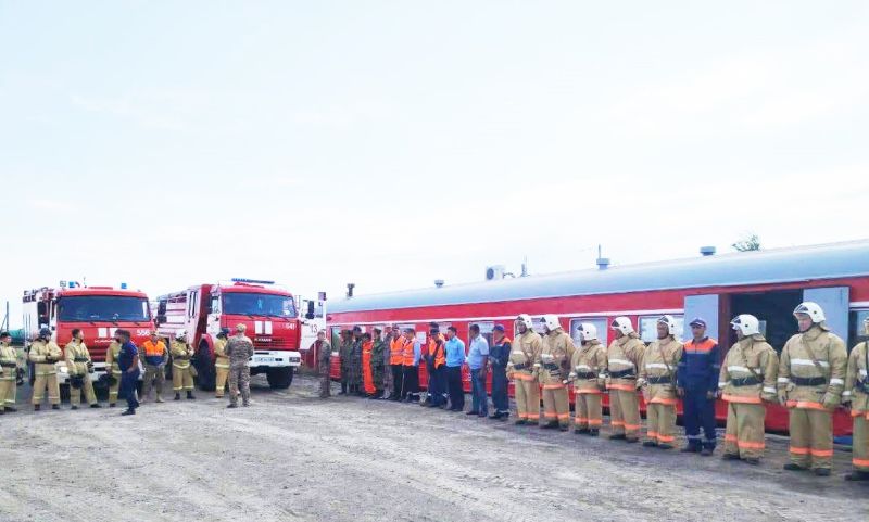 Никельтау станциясында далалық өртке қарсы тактикалық оқу-жаттығу өтті