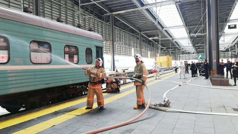 «Нұрлы жол» вокзалында өрт-тактикалық жаттығу өткізілді