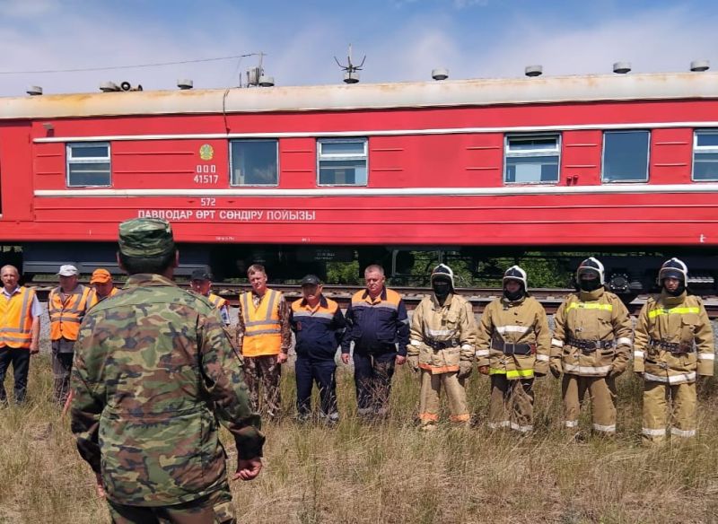 Пожарный поезд станции Павлодар задействован в двух масштабных учениях