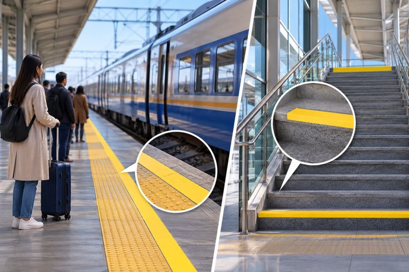 Теміржол вокзалдарындағы сары белгі жолаушылардың қауіпсіздігін қамтамасыз етуге көмектеседі
