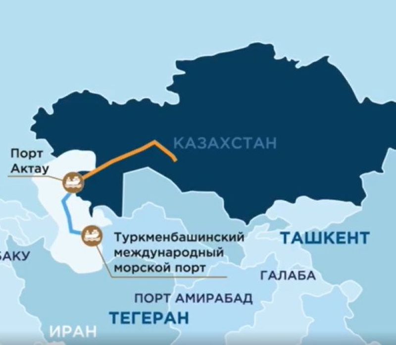 Контейнеры с полипропиленом доставили из порта Туркменбаши через Актау в Китай